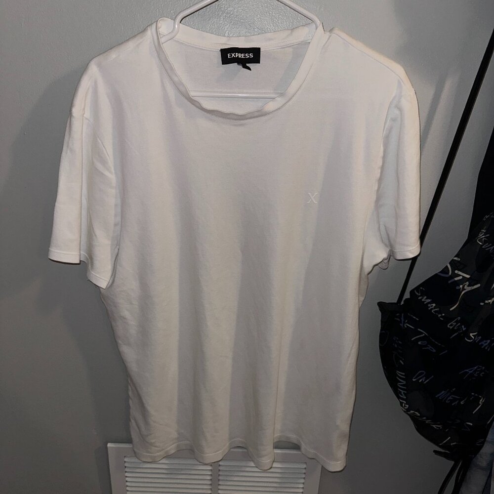 Express Breathable 4-way Stretch White Cotton Tee - Men's Large